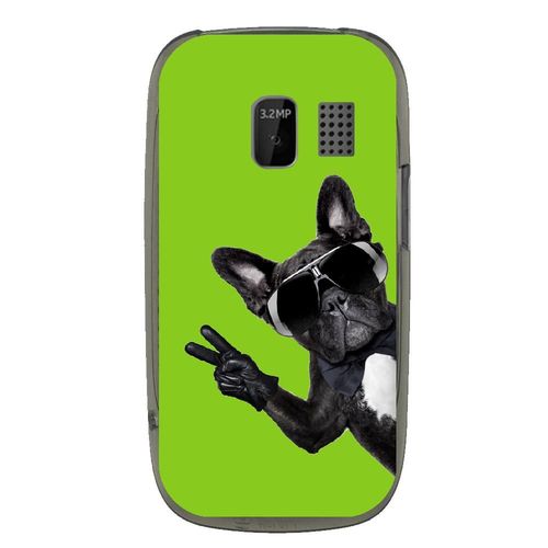 Coque Souple Pour Nokia Asha 302 Avec Impression Motifs Chien À Lunettes Sur Fo