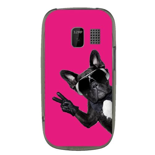 Coque Souple Pour Nokia Asha 302 Avec Impression Motifs Chien À Lunettes Sur Fo