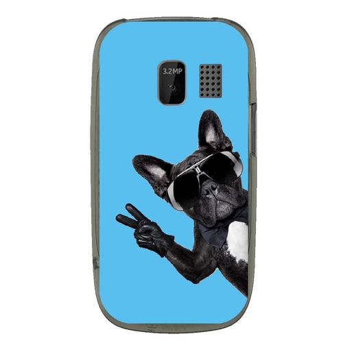 Coque Souple Pour Nokia Asha 302 Avec Impression Motifs Chien À Lunettes Sur Fo