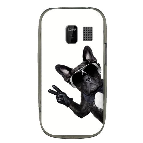 Coque Souple Pour Nokia Asha 302 Avec Impression Motifs Chien À Lunettes Sur Fo