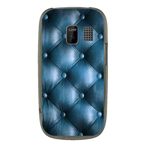 Coque Souple Pour Nokia Asha 302 Avec Impression Motifs Effet Capitonné Bleu