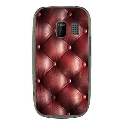 Coque Souple Pour Nokia Asha 302 Avec Impression Motifs Effet Capitonné Bordeau