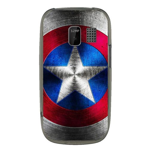 Coque Souple Pour Nokia Asha 302 Avec Impression Motifs Bouclier Étoilé Aux Co
