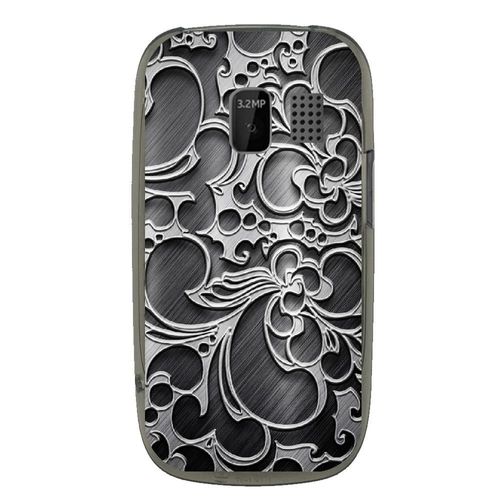 Coque Souple Pour Nokia Asha 302 Avec Impression Motifs Arabesque Noir