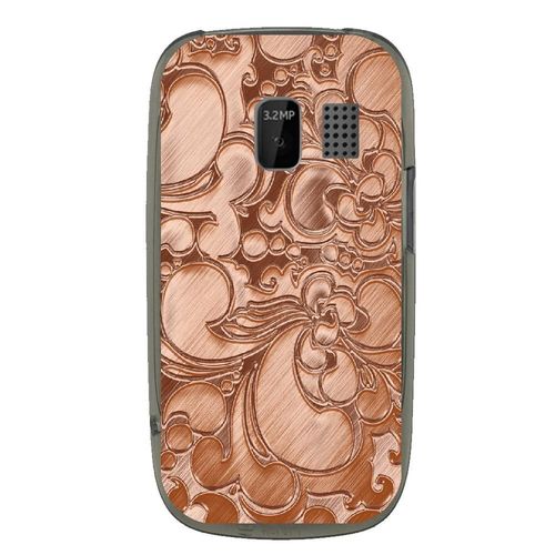 Coque Souple Pour Nokia Asha 302 Avec Impression Motifs Arabesque Bronze