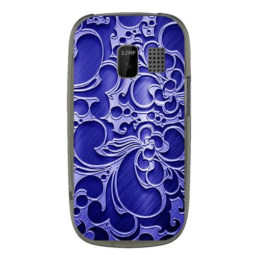 Coque Souple Pour Nokia Asha 302 Avec Impression Motifs Arabesque Bleu