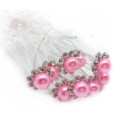 Lot De 10 Épingles À Chignons Perle Rose Clair Et Strass