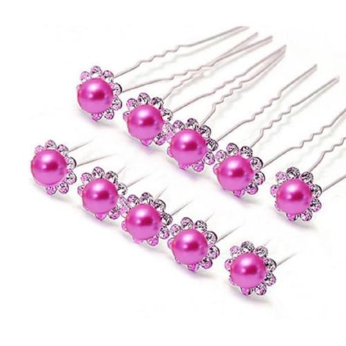 Lot De 10 Épingles À Chignons Perle Rose Et Strass