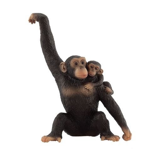 Animaux Figurine Chimpanze Avec Bébé - 12 Cm
