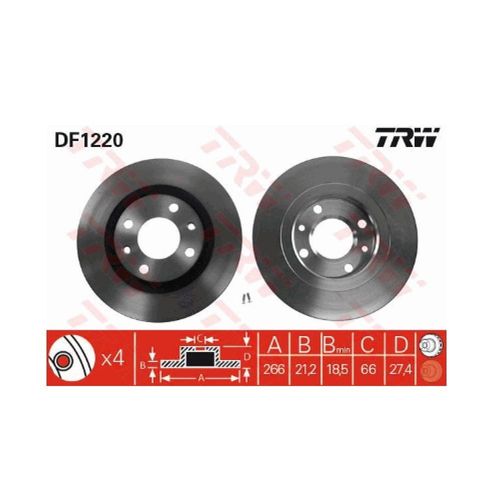 Jeu De Disques De Freins Avant Trw, Citroen Berlingo 1.6 16v 109 Cv De 12/00 À 11/01