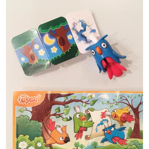 Figurine Kinder miXart / Pinceau à doigt hibou chouette décor palette forêt  (SE136)