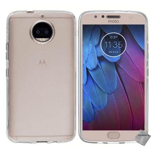 Housse Etui Coque Pochette Silicone Gel Fine Pour Motorola Moto G5s + Film Ecran - Blanc Transparent