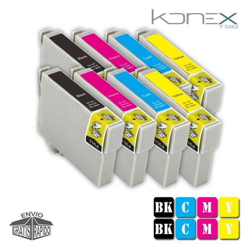 8 CARTOUCHES D¿ENCRE MULTI COULEUR COMPATIBLES T0711 BK - T0714 Y AVEC IMPRIMANTE EPSON Stylus SX400