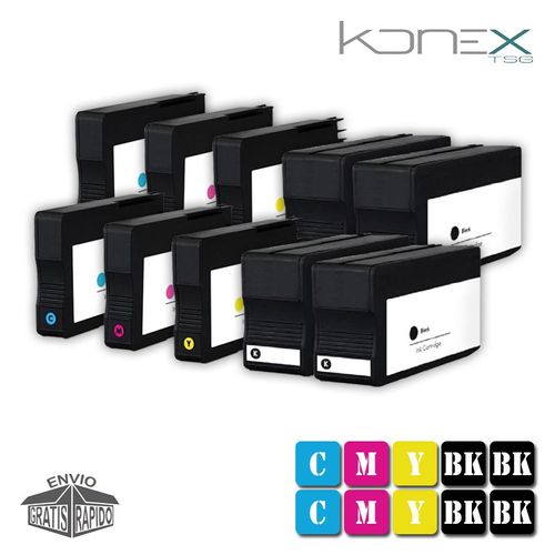 KIT 10 X CARTOUCHES D¿ENCRE MULTI COULEUR COMPATIBLES HP 950 BK V4 XL - HP 951 Y V4 XL AVEC IMPRIMANTE HP OfficeJet Pro 8620 eAiO