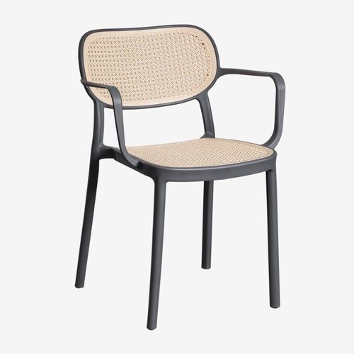 Chaise De Salle À Manger Empilable Avec Accoudoirs Omara Gris Graphite