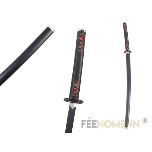 Katana Demon Slayer - Tanjiro Kamado Black Nichirin - Epée Lame Métal (Support Inclus)