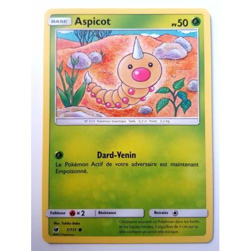 Carte Française Aspicot 1/111 Série Invasion Carmin Pokemon