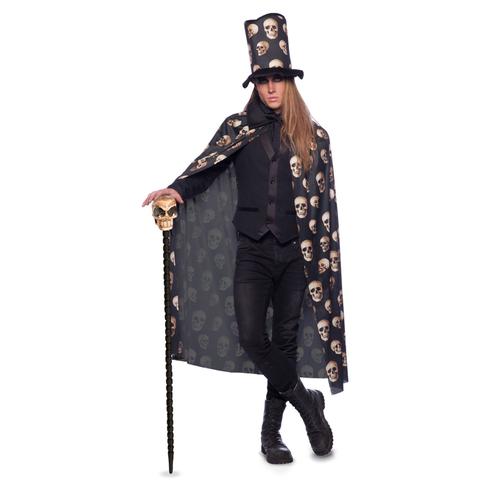 Cape Têtes De Mort Avec Chapeau Haut De Forme Adulte Halloween Taille Unique