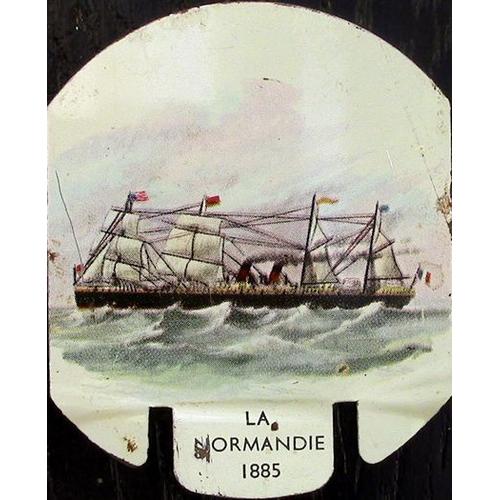 Plaque Tôle Publicitaire Parizot  Bateaux - "La Normandie " 1885