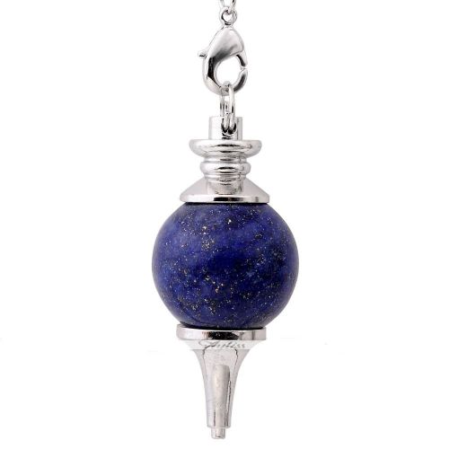 Pendule Sphère - Pierre Precieuse Lapis Lazuli - Pendentif Esoterisme Radiesthésie - Pochette Cadeau