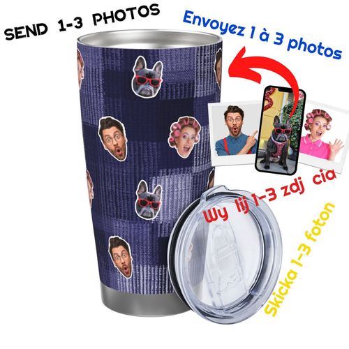 Gobelet Personnalisé Avec Visage 590ml Patchwork Ombré = 61 Tasse De Café Pour Voiture Avec Photo D'animaux De Compagnie,Bébé,Enfants,Hommes,Femmes