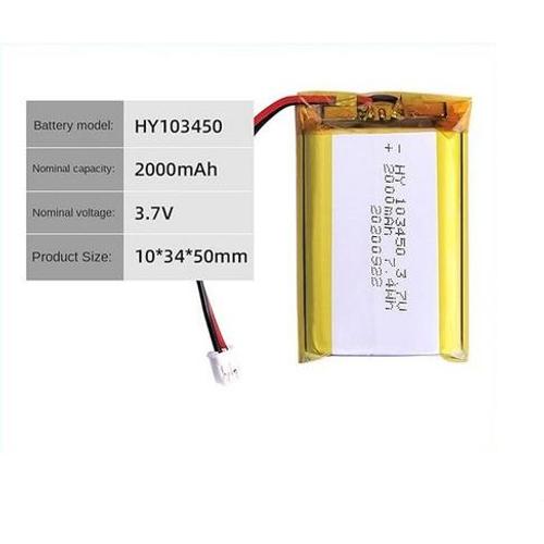 batteries lithium-ion rechargeables 3,7 V 2000 mAh 103450 avec connecteur JST