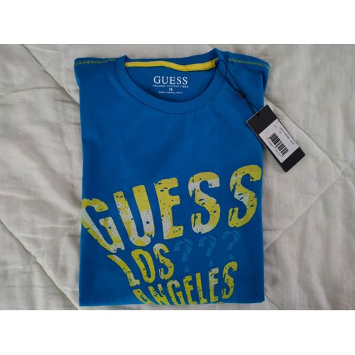 Tee Shirt Bleu Ciel Vif Guess Taille 16 Ans Neuf Avec Étiquette