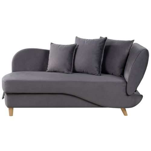 Chaise Longue Côté Droit En Velours Gris Foncé Meri Ii