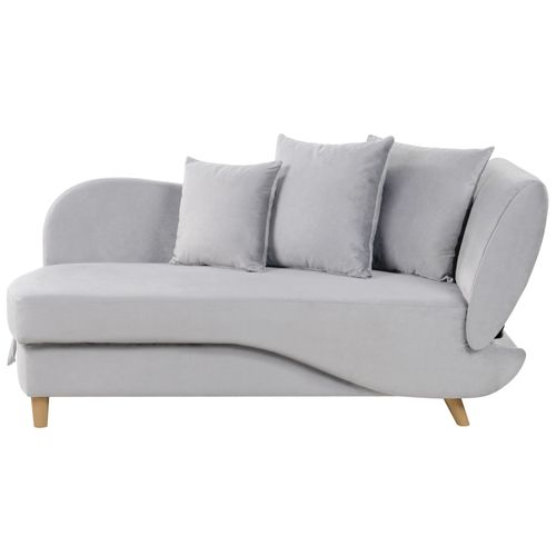 Chaise Longue En Velours Côté Droit Gris Clair