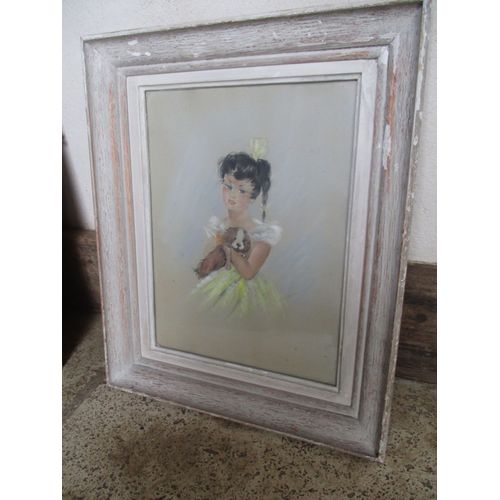 Lot Charmant De 2 Tableaux Anciens Pastels Signés.
