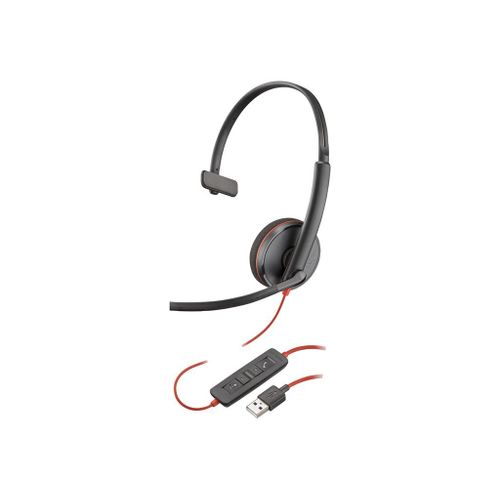 Poly Blackwire 3210 - Blackwire 3200 Series - micro-casque - sur-oreille - filaire - USB-A - noir - Certifié Skype, certifié Cisco Jabber, Certifié Avaya