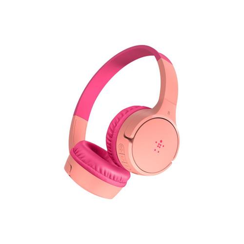 Belkin SoundForm Mini - Écouteurs avec micro - sur-oreille - Bluetooth - sans fil - jack 3,5mm - rose