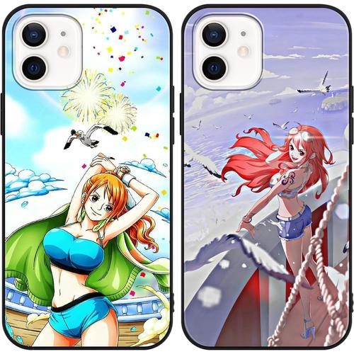 2 Pièces Coque Pour Samsung Galaxy A35 5g 6.6 Pouce, Anime One Piece Nami Manga Dessin Animé Motif Étui Protection Housse De Silicone Tpu Mince Souple Antichoc Bumper Case, Noir 7