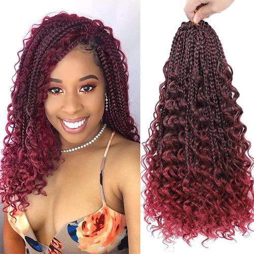 Wowcfyyds 8 Packs Crochet Braids Meches 14 Pouces Goddess Box Tresses Crochet Cheveux Bouclés Extrémités 3x Synthétique Tressage Extension De Cheveux Pour Femmes Noires (1b/Bug) 