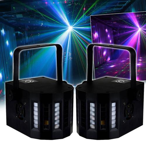 PACK Jeux de lumière Sono DJ LIGHT 2 EFFETS DERBY Noir 4 LEDs RGBW