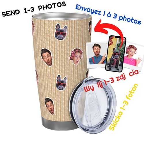 Gobelet Personnalisé Avec Visage 590ml Maeby Sauvage = 8 Tasse De Café Pour Voiture Avec Photo D'animaux De Compagnie,Bébé,Enfants,Hommes,Femmes
