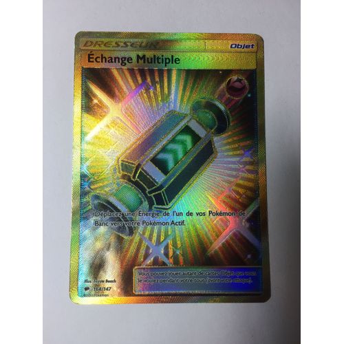 Carte Pokemon Echange Multiple Secrète Rare 164/147 Soleil Et Lune Ombres Ardentes Carte Fr