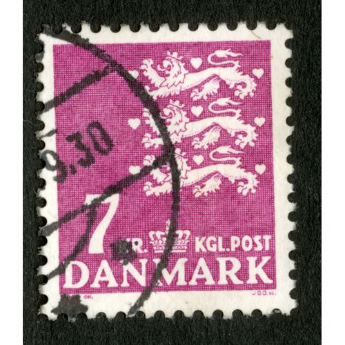 Timbre Oblitéré Danmark, 7 Kr., Kgl. Post