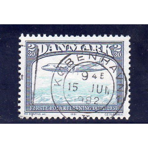 Timbre-Poste Du Danemark (Premier Vol Polaire En 1957)