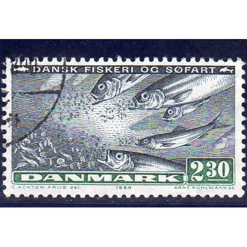 Timbre-Poste Du Danemark (Pêche Et Transport Maritime Au Danemark, Banc De Harengs)