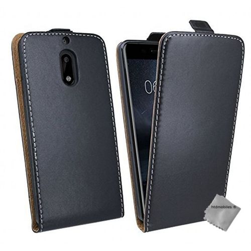 Housse Etui Coque Pochette Pu Cuir Fine Pour Nokia 6 + Verre Trempe - Noir