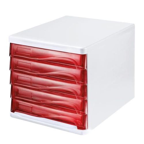 Helit Bloc 5 Tiroirs - Rouge Transparent