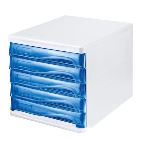 Helit Bloc 5 Tiroirs - Bleu Transparent