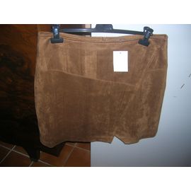 Jupe Yessica Velour Doublée Polyester 46 Marron 