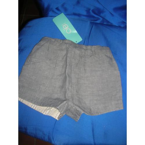 Short Obaïbi Lin Et Coton 6 Mois Gris 