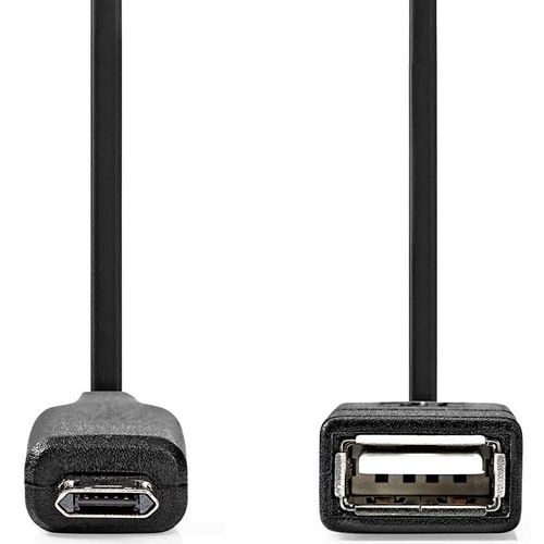Nedis CCGB60515BK02 adaptateur USB 2.0 micro USB-B mâle vers A femelle 0,2 m