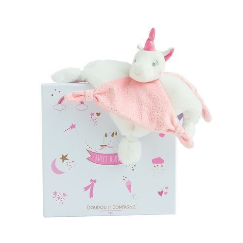 Doudou Et Compagnie - Doudou Licorne Plat Rose 22cms