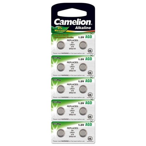 BLISTER DE 10 PILES ALKALINE AG0 1.5V CAMELION AG0, LR521, 379, SR521W 12051000 AG0 CLES APPAREIL PHOTO CALCULETTE MONTRE