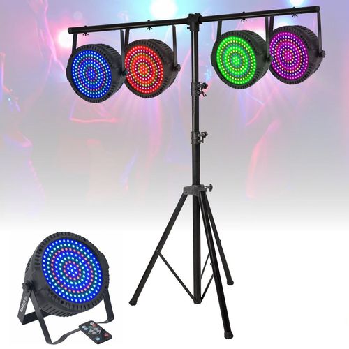 Pack de 4 Projecteurs Par Ibiza Light THINPAR-MATRIX 3-en-1 175 LED RGB Matriçable - Portique d'éclairage SL002 - DMX Extra-plats