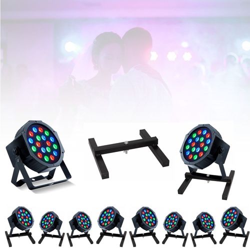 Pack de 10 Projecteurs PARTY-PAR181 18x1W RGB DMX + 10 pieds support IBIZA SL1 - Soirée - Mariage - Bar Club - DJ Mobile